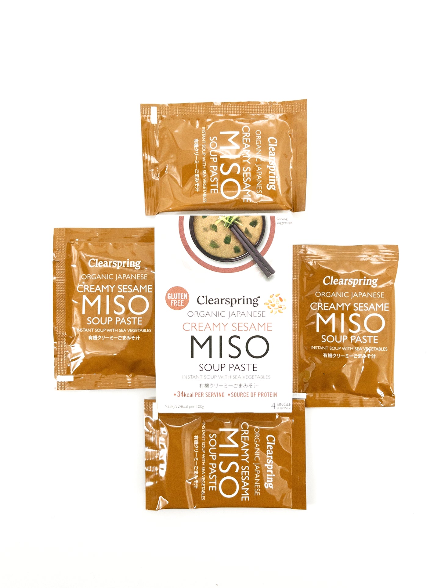 Soupe miso instantanée bio au sésame Crémeux - 4 x 15 g - Clearspring