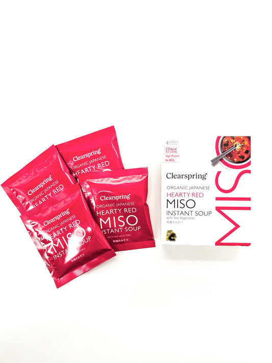 Soupe miso rouge à l’algue wakame instantanée bio – 4 x 8 g – Clearspring
