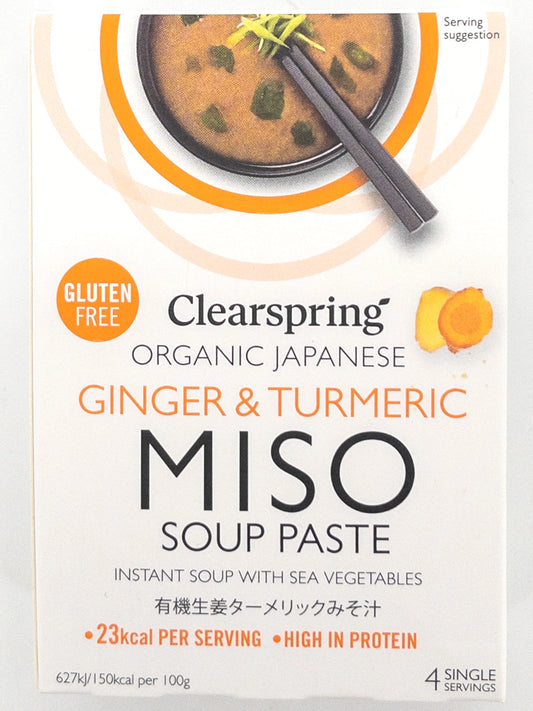 Soupe miso instantanée bio au gingembre et curcuma - 4 x 15 g - Clearspring