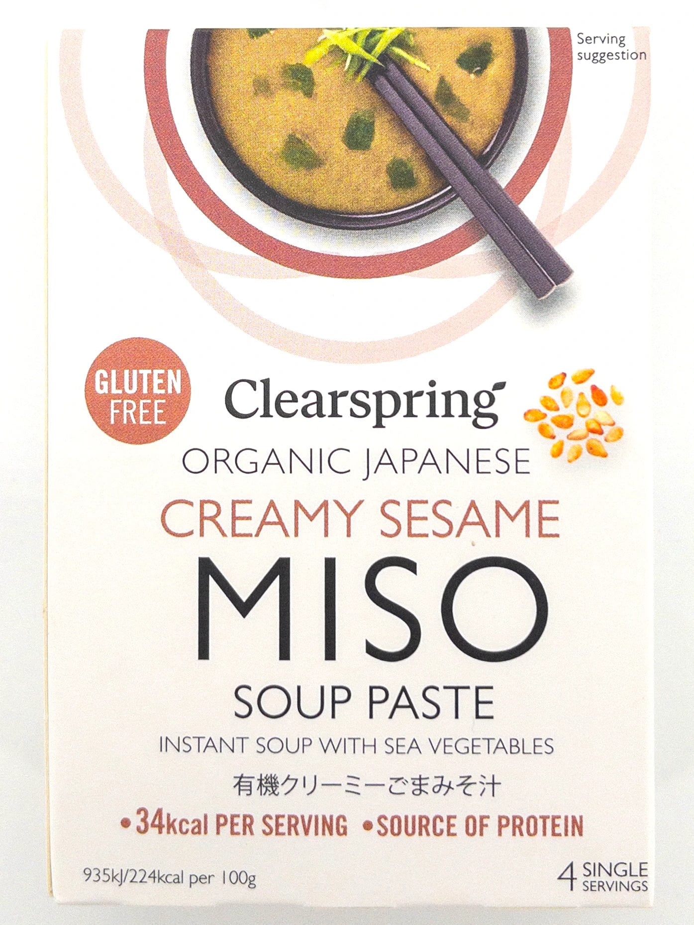 Soupe miso instantanée bio au sésame Crémeux - 4 x 15 g - Clearspring