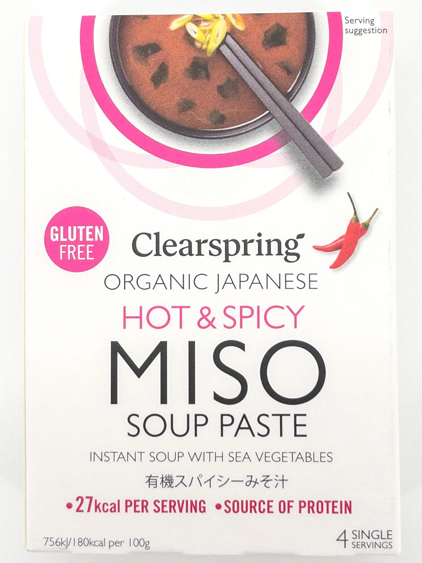 Soupe miso instantanée bio piquante et épicée - 4 x 15 g - Clearspring